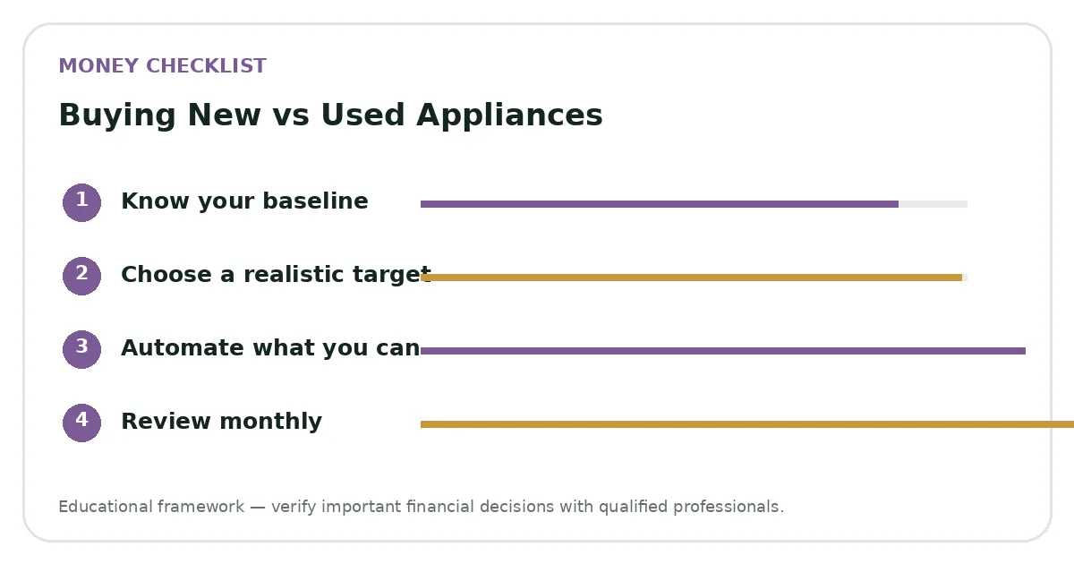 Buying New vs Used Appliances planning visual