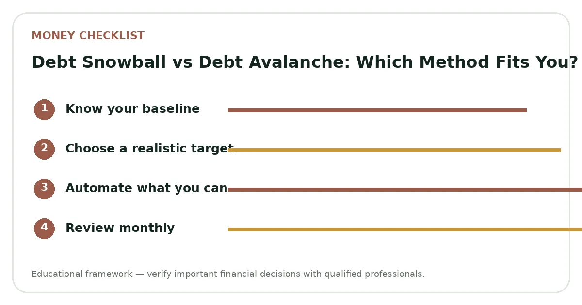 Debt Snowball vs Debt Avalanche: Which Method Fits You? planning visual