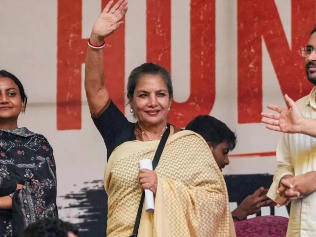 indian actor shabana azmi at the cockroach janta party protests in new dehli india photo screengrab