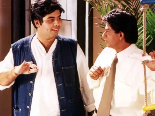 karan johar and sharukh khan on set of kuch kuch hota hai in 1998 photo filmfare