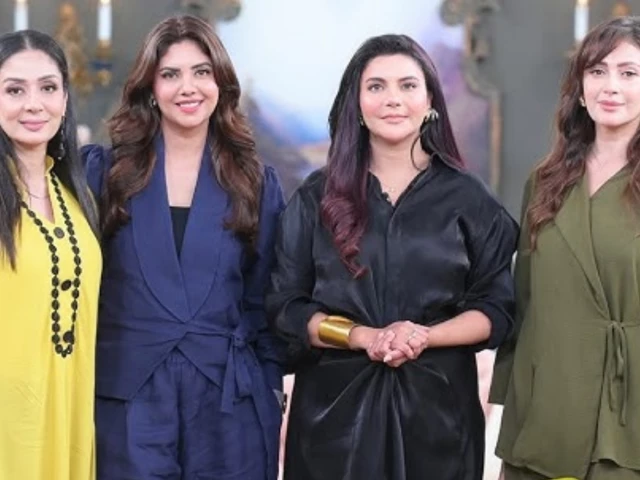 actors sharmeen ali sunita marshall and saima qureshi appeared on nida yasir s morning show to talk about the upbringing of children photo screengrab