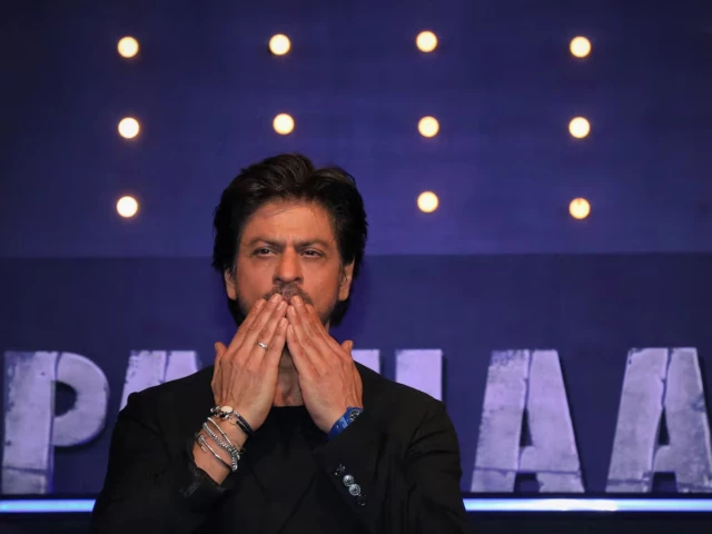 bollywood actor shahrukh khan gestures during a success celebration event of the film pathaan in mumbai india january 30 2023 photo reuters
